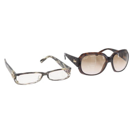 GUCCI Glasses Sunglasses plastic 2 Set Black Brown Auth bs32606