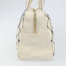 CHANEL Wild Stitch Hand Bag Leather White Gold CC Auth bs32620-4