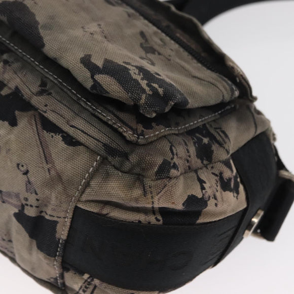 CHANEL Sports Line Shoulder Bag Nylon Gray Silver CC Auth bs32624