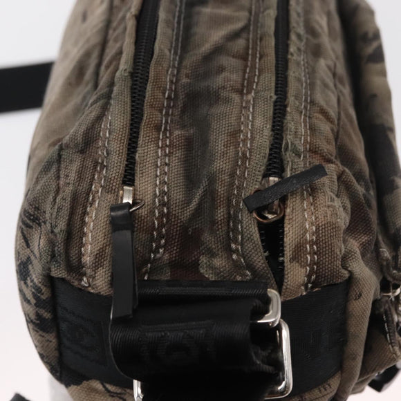 CHANEL Sports Line Shoulder Bag Nylon Gray Silver CC Auth bs32624