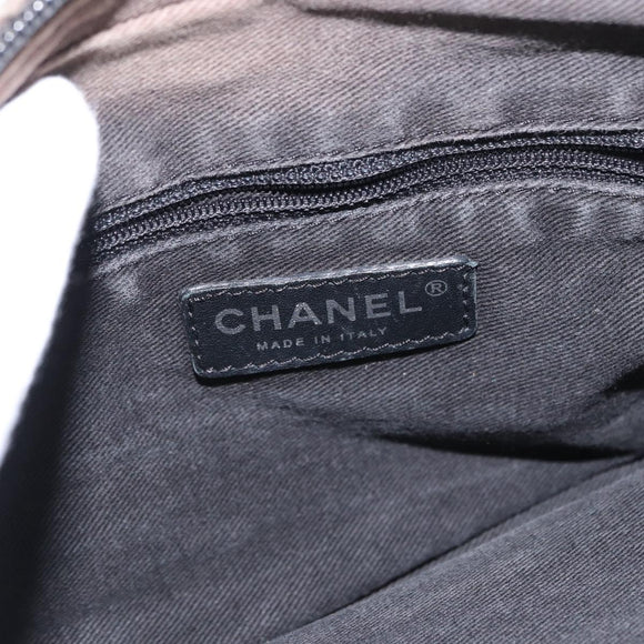 CHANEL Sports Line Shoulder Bag Nylon Gray Silver CC Auth bs32624