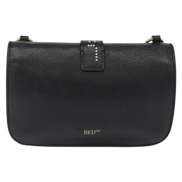 VALENTINO Chain Shoulder Bag Leather Black Gold Auth bs32627 - 0