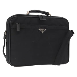 PRADA Hand Bag Nylon 2way Black Silver Auth bs32628