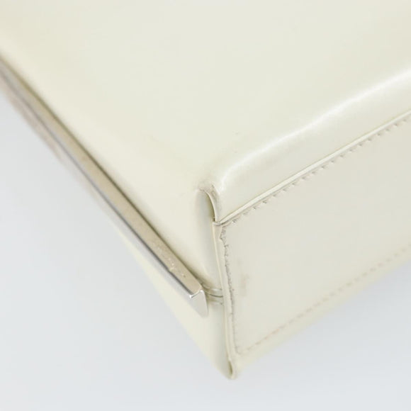 Salvatore Ferragamo Shoulder Bag Leather White Silver Auth bs32629