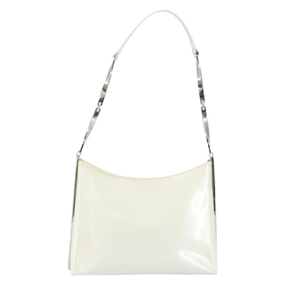 Salvatore Ferragamo Shoulder Bag Leather White Silver Auth bs32629