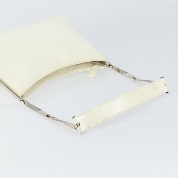 Salvatore Ferragamo Shoulder Bag Leather White Silver Auth bs32629
