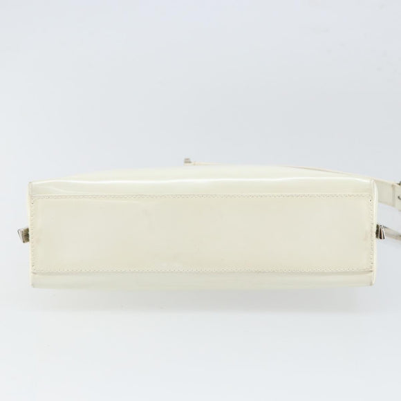 Salvatore Ferragamo Shoulder Bag Leather White Silver Auth bs32629