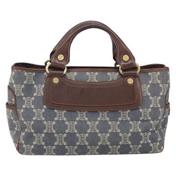 CELINE Paris Macadam Canvas Hand Bag Blue Gold Auth bs32630 - 0