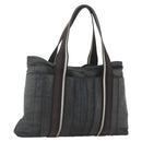 HERMES Toroca Horizontal MM Hand Bag Canvas Black Brown Auth bs32632-1