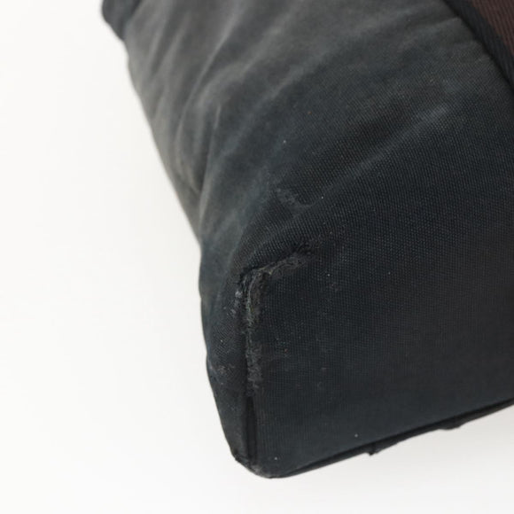 HERMES Toroca Horizontal MM Hand Bag Canvas Black Brown Auth bs32632