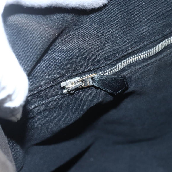 HERMES Toroca Horizontal MM Hand Bag Canvas Black Brown Auth bs32632