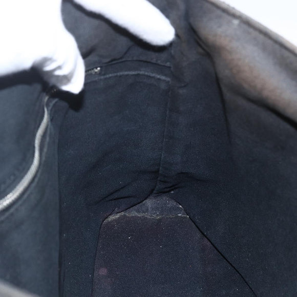 HERMES Toroca Horizontal MM Hand Bag Canvas Black Brown Auth bs32632