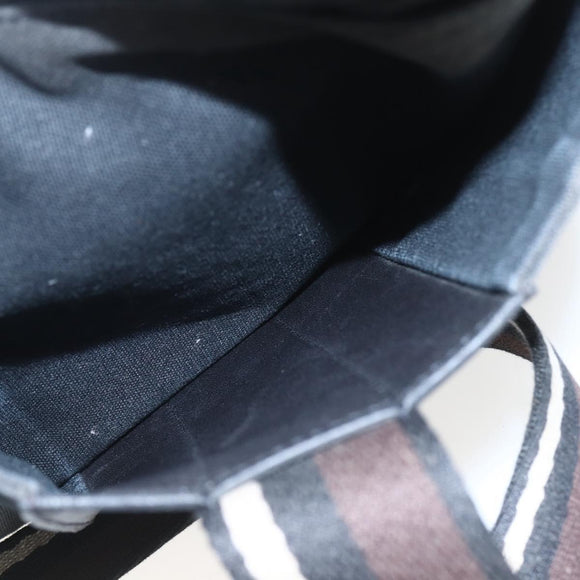 HERMES Toroca Horizontal MM Hand Bag Canvas Black Brown Auth bs32632