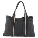 HERMES Toroca Horizontal MM Hand Bag Canvas Black Brown Auth bs32632-13