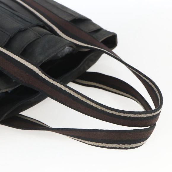 HERMES Toroca Horizontal MM Hand Bag Canvas Black Brown Auth bs32632