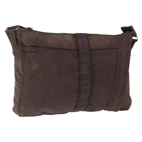 HERMES Acapulco Basas MM Shoulder Bag Nylon Brown Auth bs32633