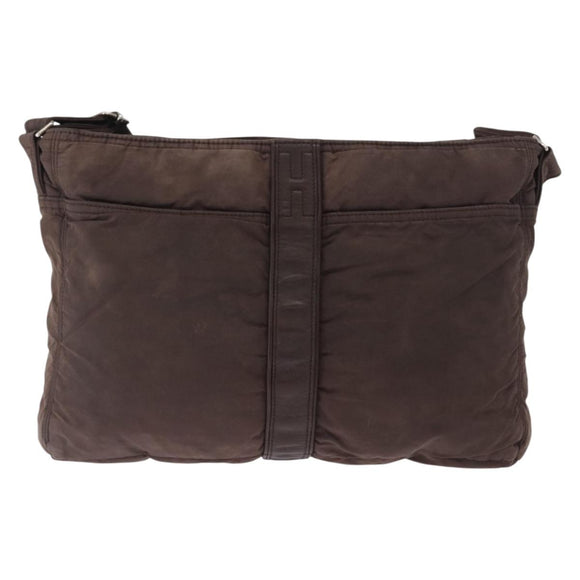 HERMES Acapulco Basas MM Shoulder Bag Nylon Brown Auth bs32633