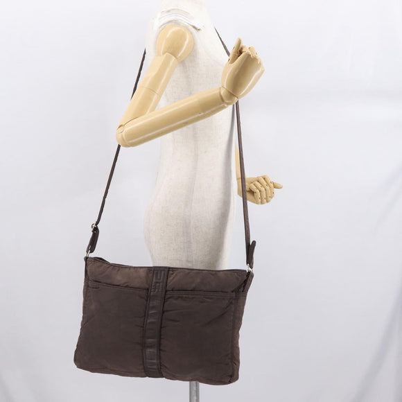 HERMES Acapulco Basas MM Shoulder Bag Nylon Brown Auth bs32633