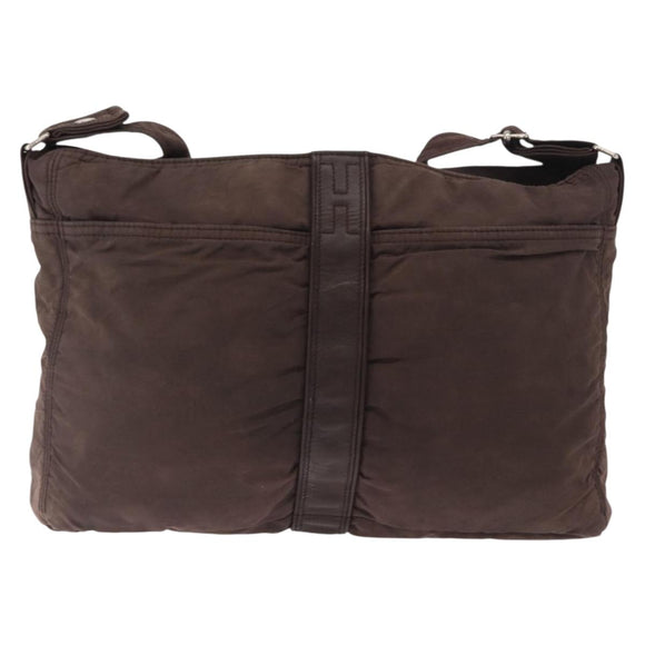 HERMES Acapulco Basas MM Shoulder Bag Nylon Brown Auth bs32633