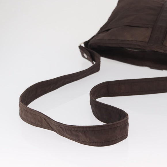 HERMES Acapulco Basas MM Shoulder Bag Nylon Brown Auth bs32633