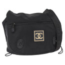 CHANEL Shoulder Bag Nylon Black Silver CC Auth bs32634-1