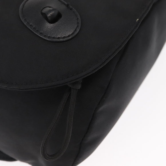 CHANEL Shoulder Bag Nylon Black Silver CC Auth bs32634