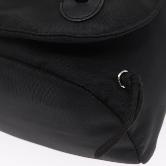 CHANEL Shoulder Bag Nylon Black Silver CC Auth bs32634