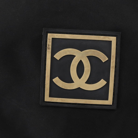 CHANEL Shoulder Bag Nylon Black Silver CC Auth bs32634