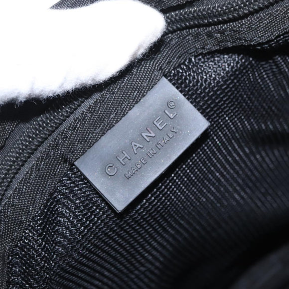 CHANEL Shoulder Bag Nylon Black Silver CC Auth bs32634