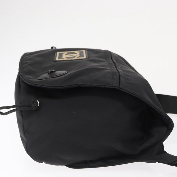 CHANEL Shoulder Bag Nylon Black Silver CC Auth bs32634
