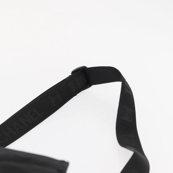 CHANEL Shoulder Bag Nylon Black Silver CC Auth bs32634
