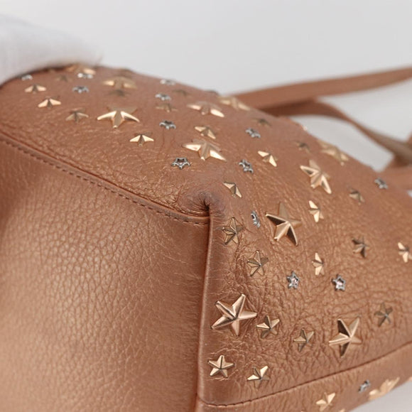 Jimmy Choo Tote Bag Leather Bronze Auth bs32636
