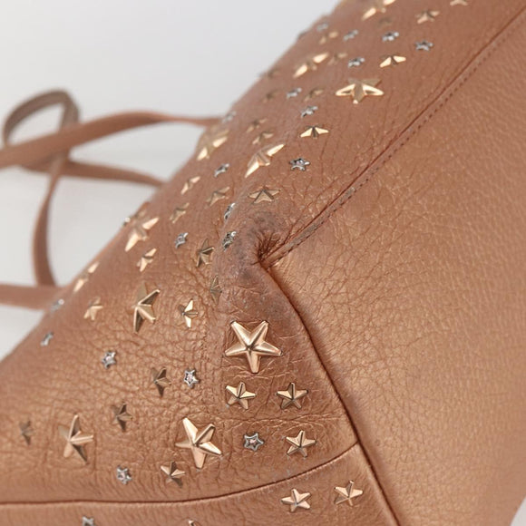 Jimmy Choo Tote Bag Leather Bronze Auth bs32636