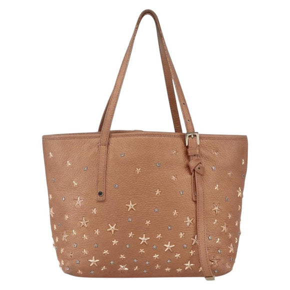 Jimmy Choo Tote Bag Leather Bronze Auth bs32636