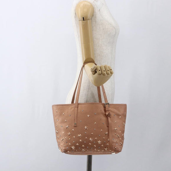 Jimmy Choo Tote Bag Leather Bronze Auth bs32636