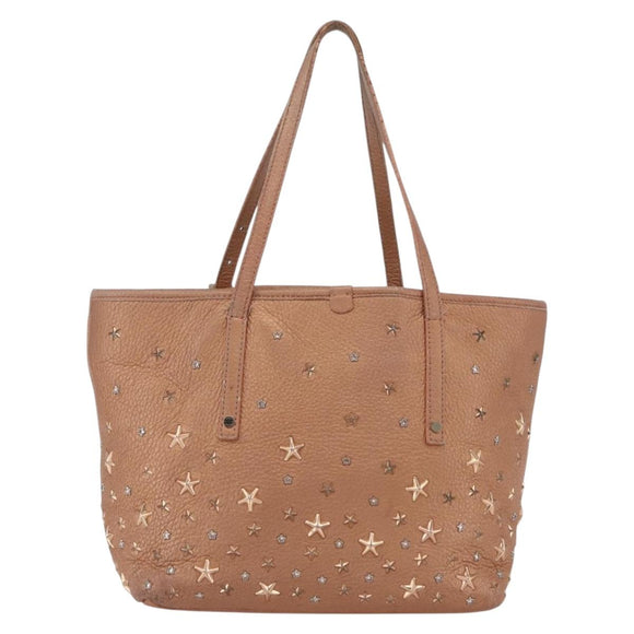 Jimmy Choo Tote Bag Leather Bronze Auth bs32636