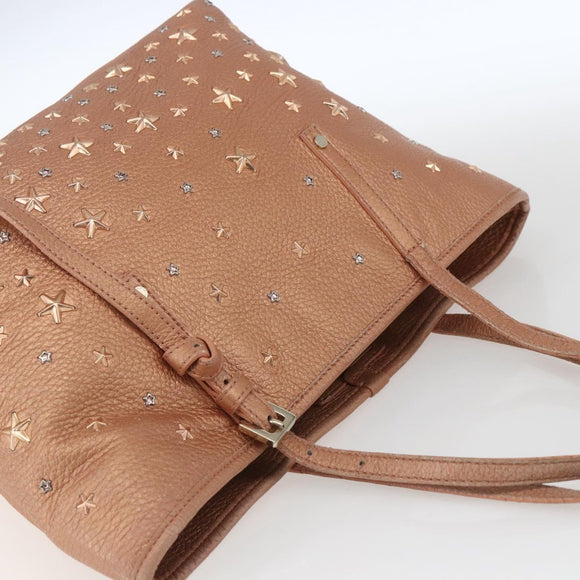 Jimmy Choo Tote Bag Leather Bronze Auth bs32636