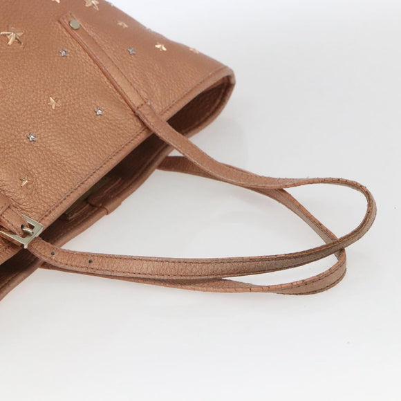 Jimmy Choo Tote Bag Leather Bronze Auth bs32636