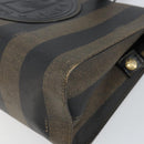 FENDI Pecan Canvas Hand Bag Black Brown Auth bs32638-10
