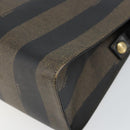 FENDI Pecan Canvas Hand Bag Black Brown Auth bs32638-12