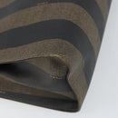 FENDI Pecan Canvas Hand Bag Black Brown Auth bs32638-13