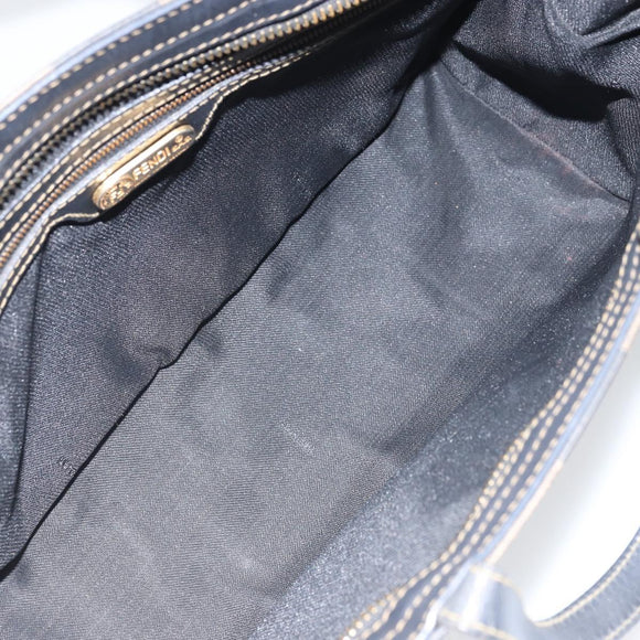 FENDI Pecan Canvas Hand Bag Black Brown Auth bs32638