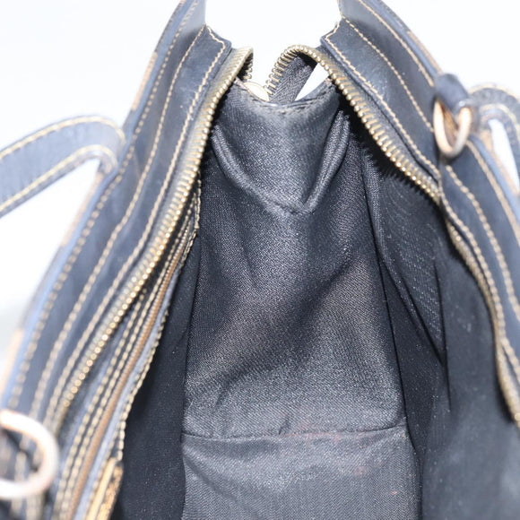 FENDI Pecan Canvas Hand Bag Black Brown Auth bs32638