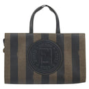 FENDI Pecan Canvas Hand Bag Black Brown Auth bs32638-2