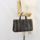 FENDI Pecan Canvas Hand Bag Black Brown Auth bs32638-22