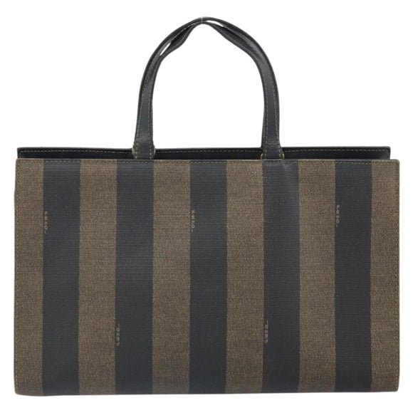 FENDI Pecan Canvas Hand Bag Black Brown Auth bs32638