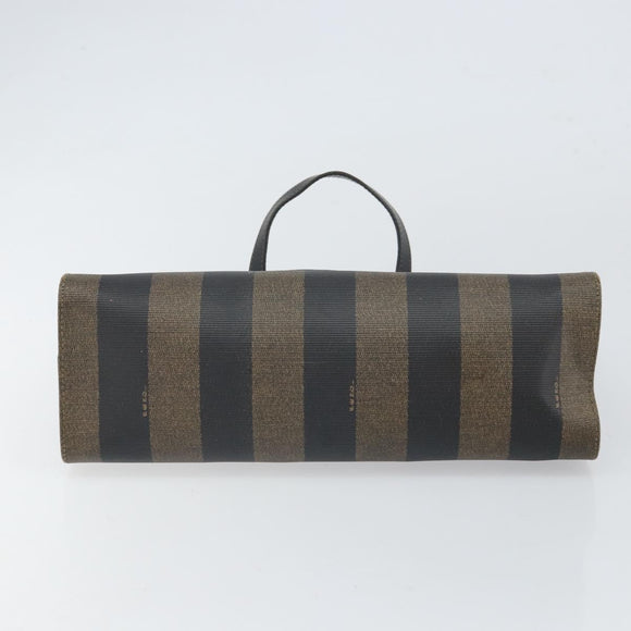 FENDI Pecan Canvas Hand Bag Black Brown Auth bs32638