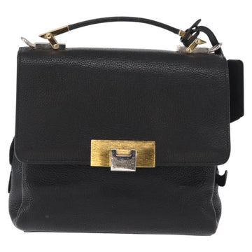 BALENCIAGA Rudis Hand Bag Leather Black Gold Auth bs32640 - 0