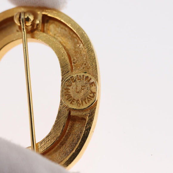 CELINE Brooch metal Gold Auth bs32644
