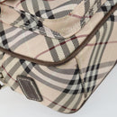 BURBERRY Nova Check Blue Label Shoulder Bag Nylon Beige Silver Auth bs32647-11